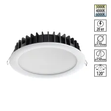 358955 NT Светильник 20Вт 3000/4000/6000К 220В IP20 SPOT